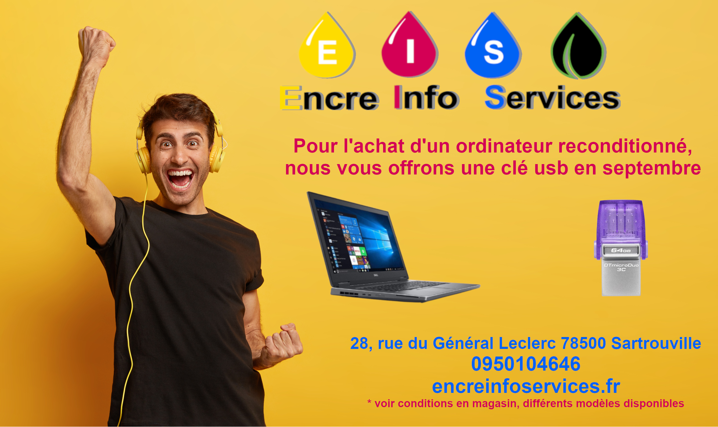 Clé USB offerte pour l&rsquo;achat d&rsquo;un ordinateur en septembre.
