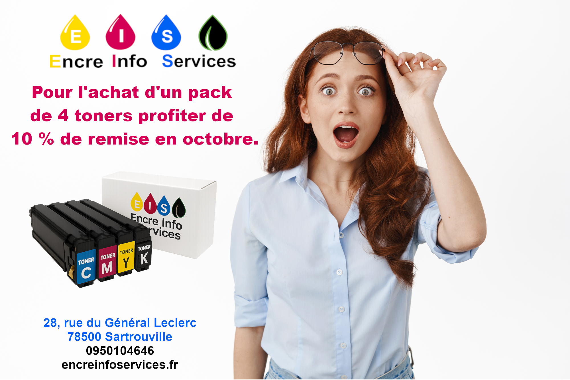 En octobre profiter de 10 % de remise pour l&rsquo;achat d&rsquo;un pack de 4 toners