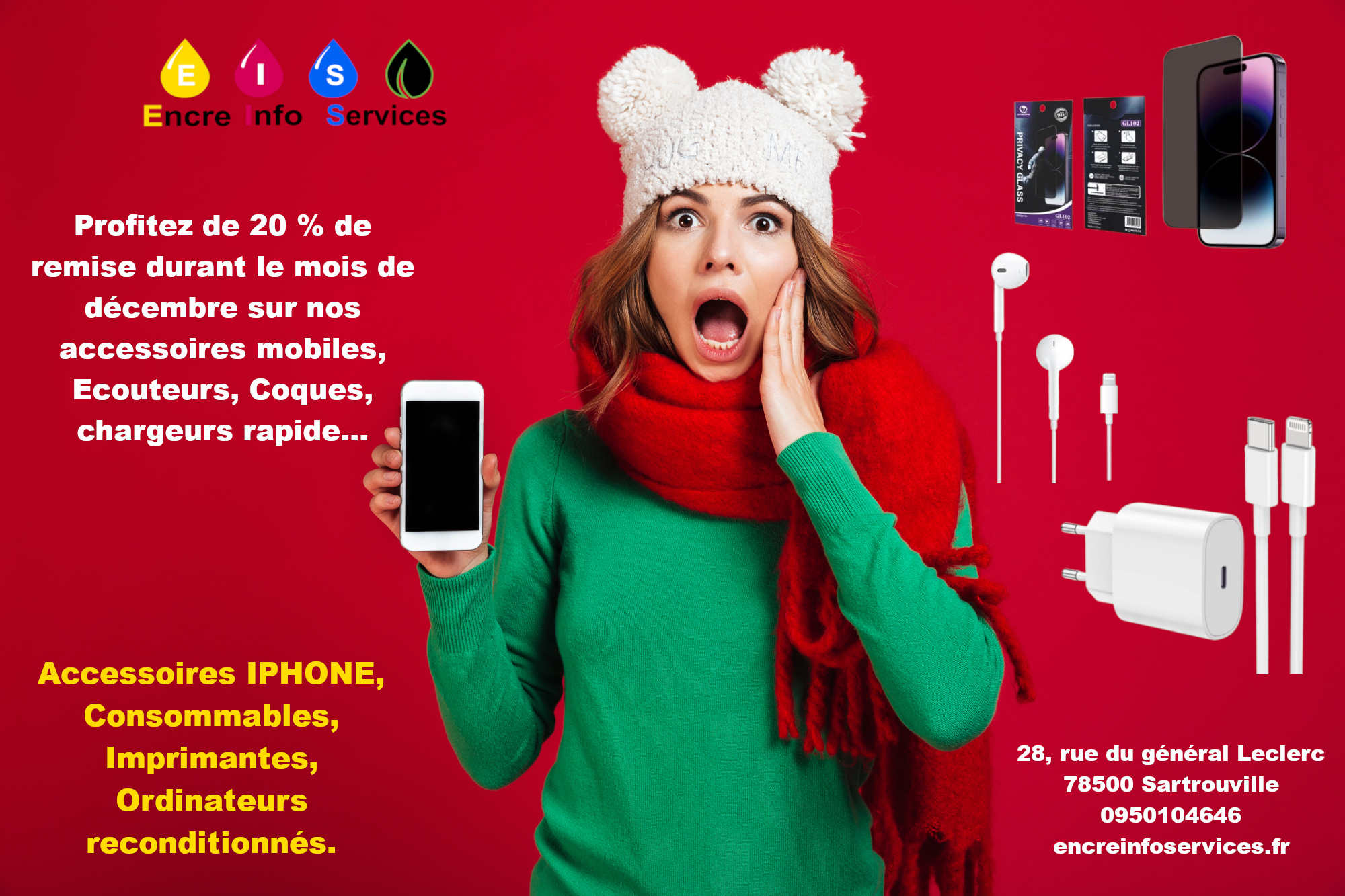 20 % de remise sur nos accessoires mobiles pour IPHONE durant le mois de décembre.